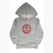Új 104-es Superman logós kapucnis pulóver, szürke.